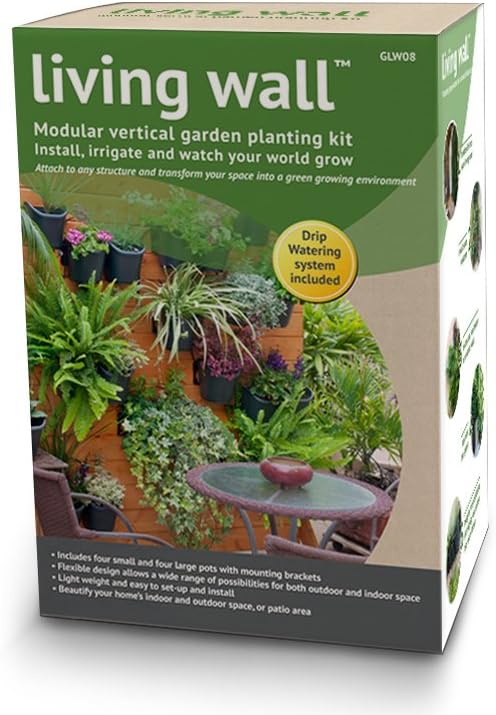 DIG GLW08 Living Wall™ Vertical Garden Kit 8 Pots & Drip Irrigation System- Complete Vertical Gardening Solution