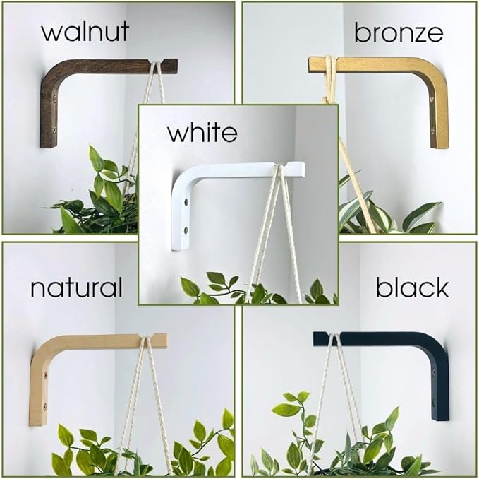 EvenWood 2-Piece Set of Plant Hooks for Wall 6 inch - Mounted Wooden Plant Hook - Indoor and Outdoor Bracket Plant Hanger for Planters, Lanterns, Bird Feeders, Patio Decorations (Natural)