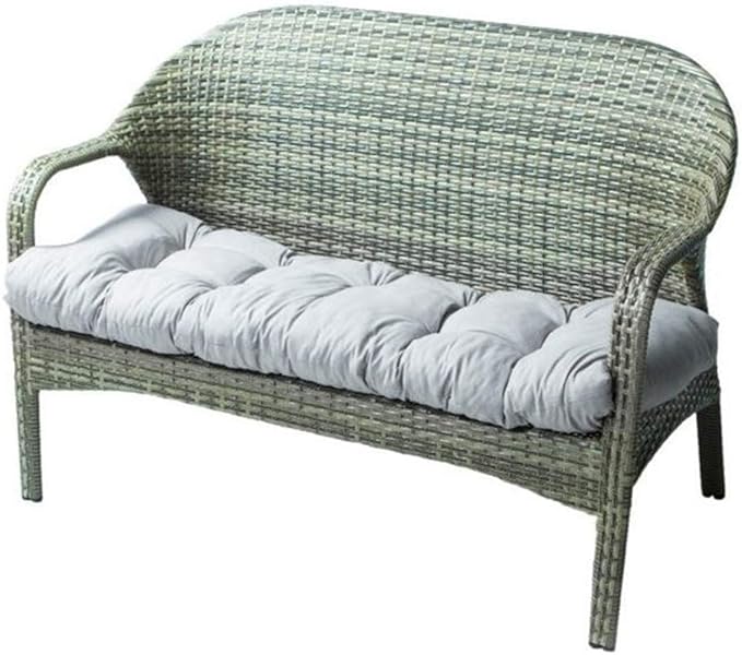 Indoor/Outdoor Bench Cushion Cotton Garden Furniture Loveseat Cushion, 51.2"x19.7" Patio Wicker Seat Cushions for Lounger (Gray)