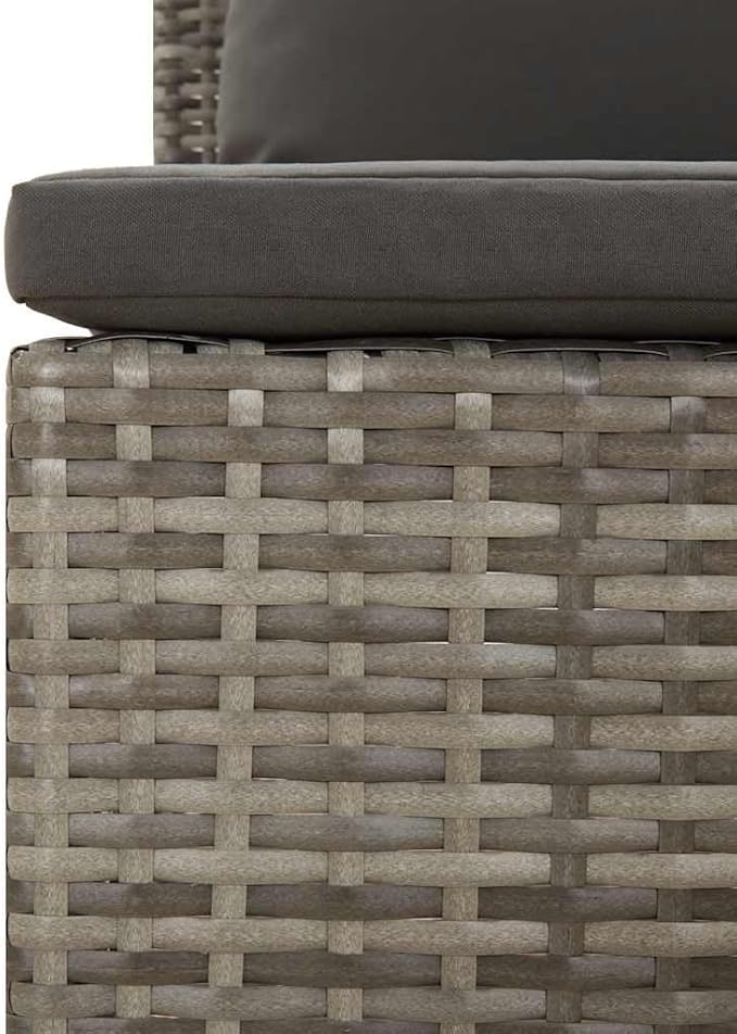 2-Seater Garden Sofa Grey Poly Rattan, Powder-Coated Steel, Polyester Garden Furniture Set Patio Furniture Set for Backyard Backyard