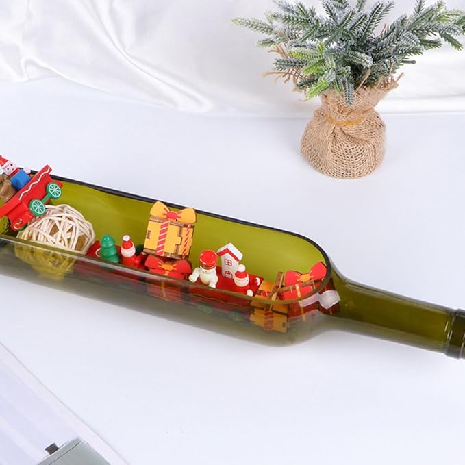 DOITOOL Glass Candle Holder Decorative Bottle 12.59In Cut Wine Bottle Vase Planter for Succulents Dried Flowers Table Centerpiece