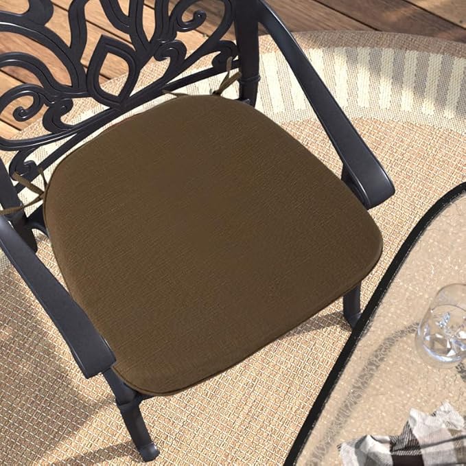 Outdoor Chair Cushions Set of 2,Patio Seat Cushion 17"x16"x2",U-Shaped Dining Chair Cushion 17 by 16 Inch,Water Resistant,Fade-Resistant Chair Pads for Kitchen Garden Furniture(Coffee Brown)