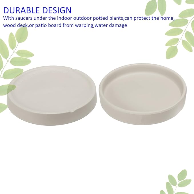 3 Pack Planter Saucers - Ceramic Plant Tray Flower Pot Drip Trays Round Apply to Outdoor/Garden (4/5/6inch, Grey)