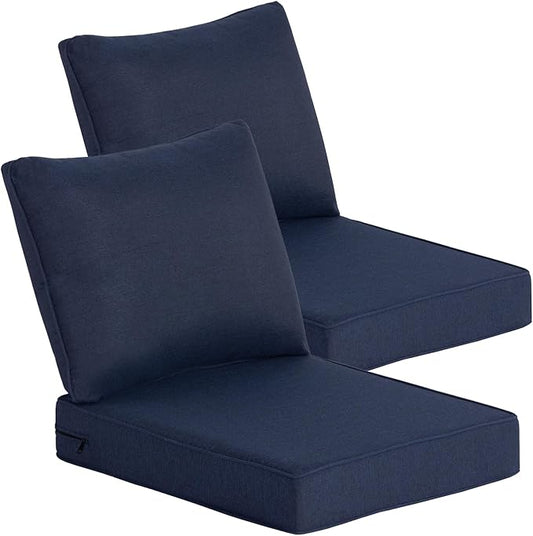 Goodgoods 24 x 28 Outdoor Patio Deep Seat Cushions 2-Pack, 1000+ Hours Fade-Resistant & Water-Resistant Outdoor Furniture Chair Cushions with 30D High-Resilience Foam for Sofa Chair, Midnight