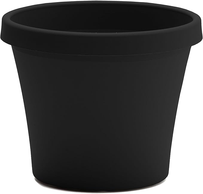 Bloem Terra 4" Diameter Round Black Resin Planter Pot with Pre-Drilled Drainage Holes for Indoor and Outdoor Gardening