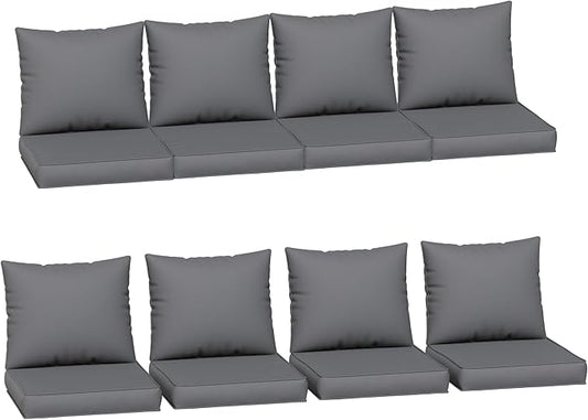 Amopatio Outdoor Cushions for Patio Furniture, Outdoor Chair Cushions Fits 8-seat Sectional Conversation Sets, Patio Replacement Seat Cushion for Patio Chairs (Grey)