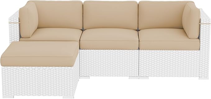 Oakcloud Oakmont Outdoor Replacement Cushions for Patio Furniture,Water-Resistant Cushion for Patio Conversation Set,9-Piece Cushions for 4-seat Outdoor Sectional Sofa(Light Brown)