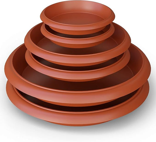 Plant Saucer 6 Pack Drip Trays Planter Pot Base Heavy Duty Plastic Drainage Tray for Indoor Houseplants Outdoor Garden 5 inch 8 inch 11 inch 3 Sizes 2 Each Round (Terracotta)