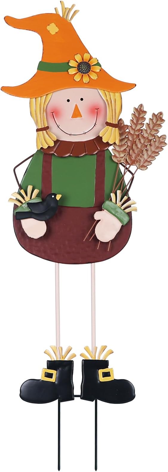 hogardeck Fall Decorations for Home Outdoor, 36" Metal Scarecrow Decorative Garden Stakes with Wheat Sunflower Crow for Fall Decor, Yard Signs for Garden Lawn Patio Porch Thanksgiving Decorations