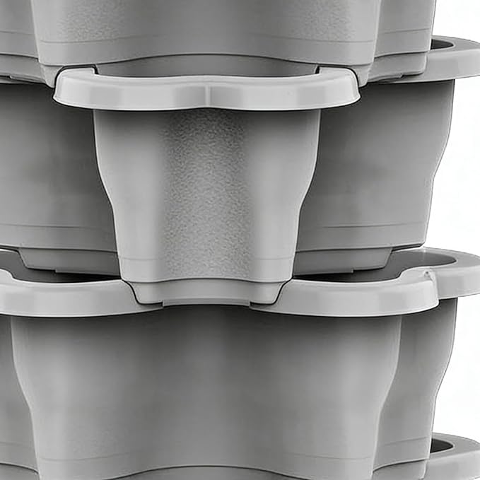 Vertical Planter, Stackable Weatherproof Multi-Tier Stackable Tower Planters, Garden Planters for Strawberry Herb Flower and Vegetable Indoor Outdoor