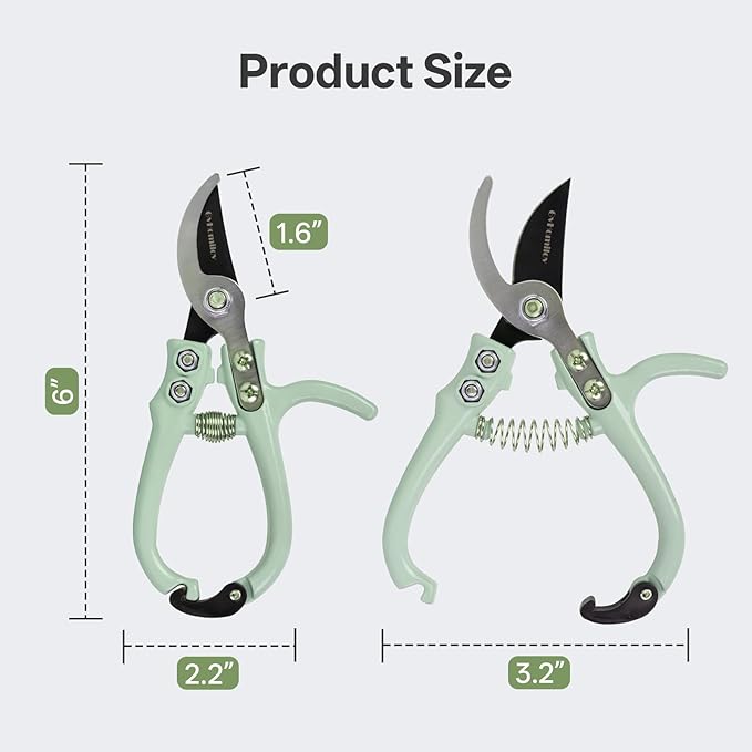 Pruning Shears for Gardening,Lightweight Plant Shears,Q-Shaped Garden Scissors for Cutting Flowers，Pruners for Tree Trimming,Indoor Plant Scissors for Women (Green)