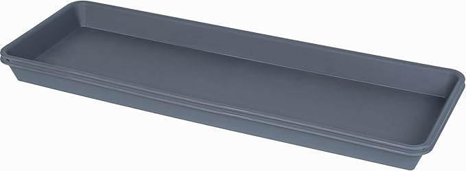 2 Pack Plastic Plant Trays, Rectangular, Indoors/Outdoors, Drip Tray for Flower Pots, Windowsill (6 x 11 Inch, Gray)