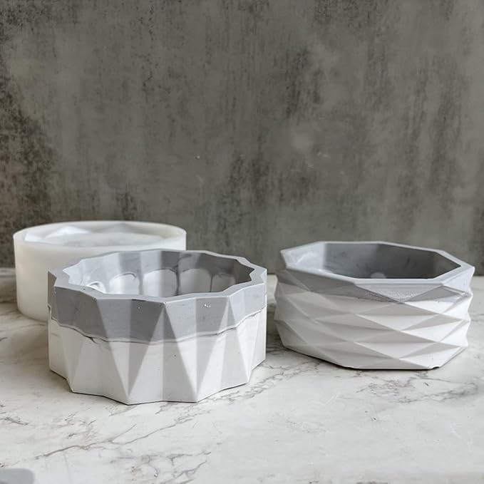 Origami Striped Concrete Flower Pot Silicone Mold Succulent Striped Planter Vase Cement Clay Mold Plaster Epoxy Jewelry Storage Box Mould