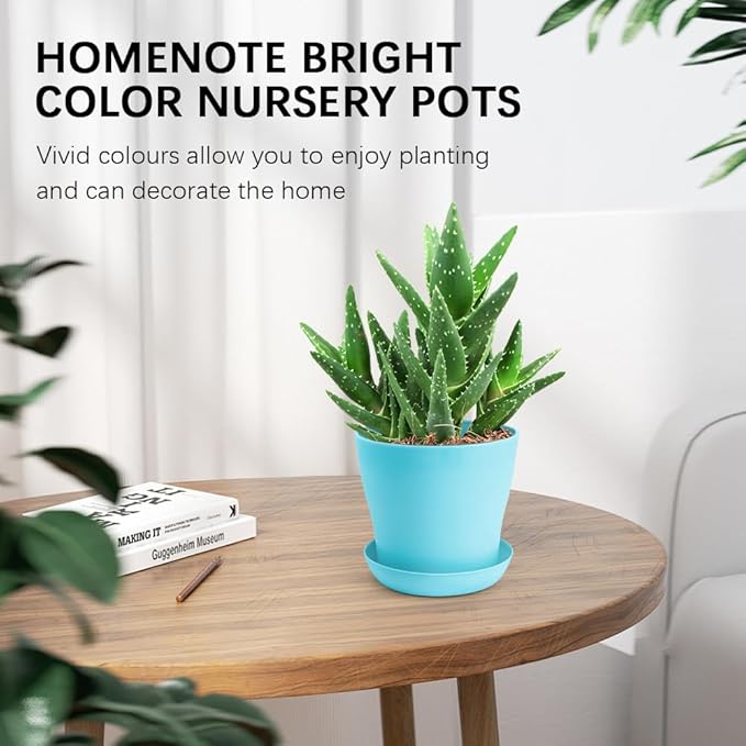 OALCQ 4 Inch Plant Pots - 10 Pcs Blue Flower Pots for Indoor Succulent Plants with Drainage