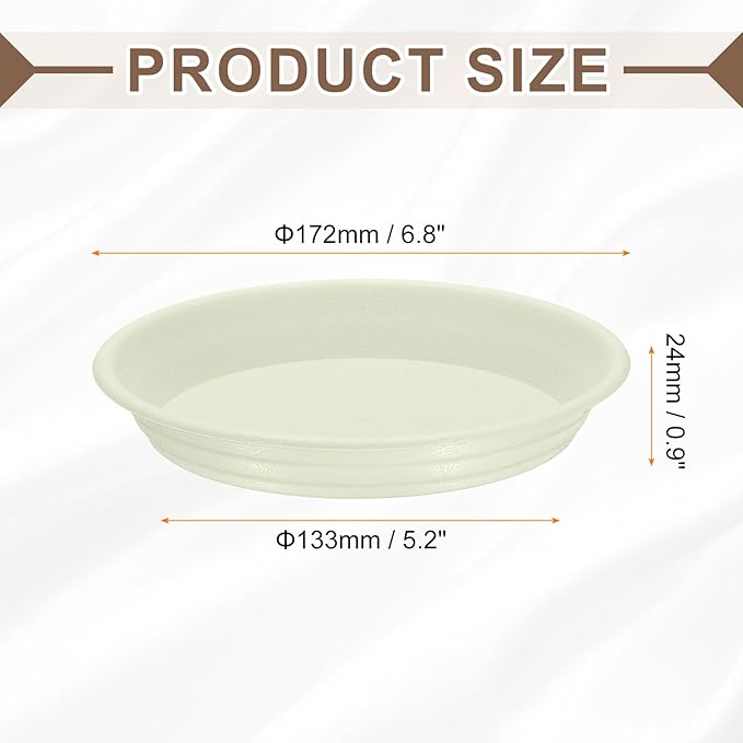 HARFINGTON Plastic Plant Saucer 5.2" Round Drip Trays Flower Pot Saucers Flower Base Bottom Drainage Tray for Indoors Outdoors Planters, Beige