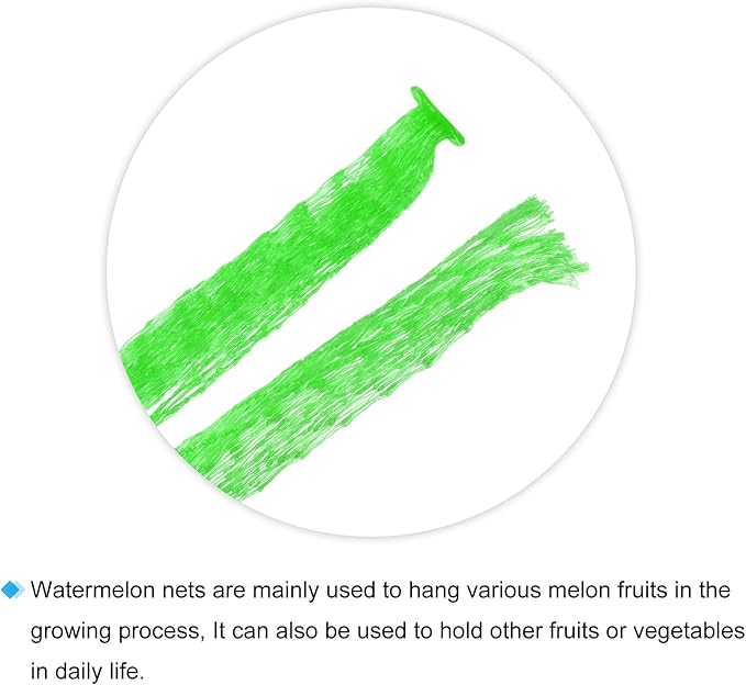 MECCANIXITY 100 Pack Watermelon Nets 13.78 Inch Hanging Melon Hammocks Reusable Fruit Net Bag for Garden Green