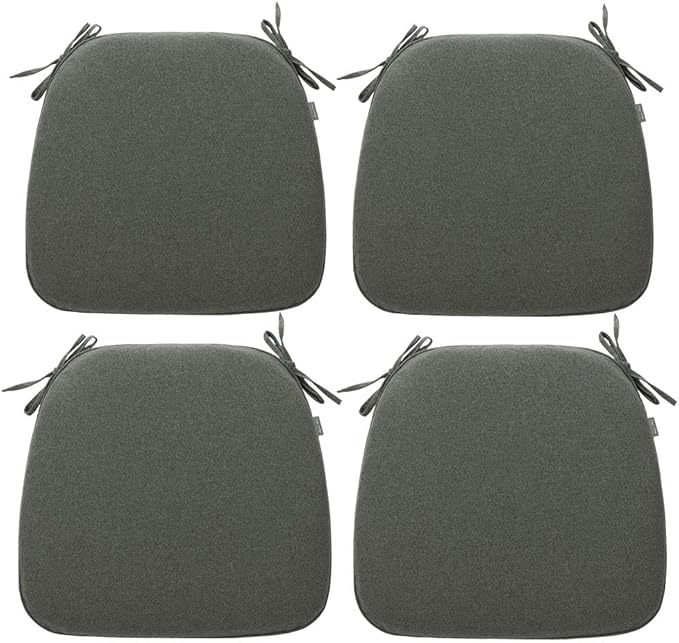 Magpie Fabrics Outdoor/Indoor 17"x16"x2" Chair Cushions with Ties Set of 4, Waterproof All Weather U-Shape Seat Pads Decoration for Patio Garden Furniture Home Office (Dark Grey)