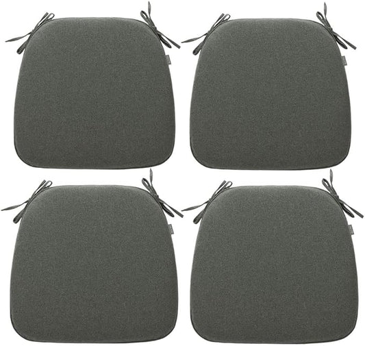 Magpie Fabrics Outdoor/Indoor 17"x16"x2" Chair Cushions with Ties Set of 4, Waterproof All Weather U-Shape Seat Pads Decoration for Patio Garden Furniture Home Office (Dark Grey)