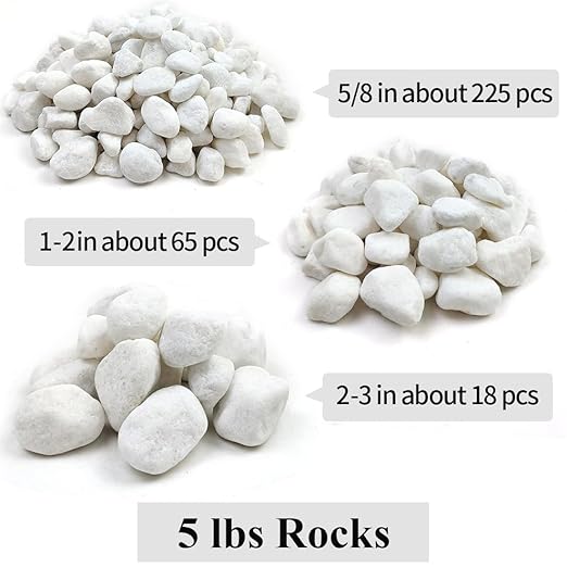 40lbs White River Rocks for Landscaping, 2-3 Inch Natural Pebbles for Indoor Plants, Snow White Decorative Stones Garden Outdoor and Indoor DIY Vase Filler Fish Tank Aquariums