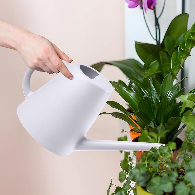 ZXJ Plant Watering Cans for Indoor and Outdoor Home Garden Plants - with Long Spout - White - 1/2 Gallon