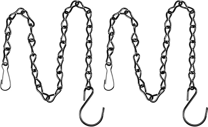 EBOOT 2 Pcs Hanging Chain for Bird Feeders, Planters, Lanterns and Ornaments (Black,19.7 Inch)