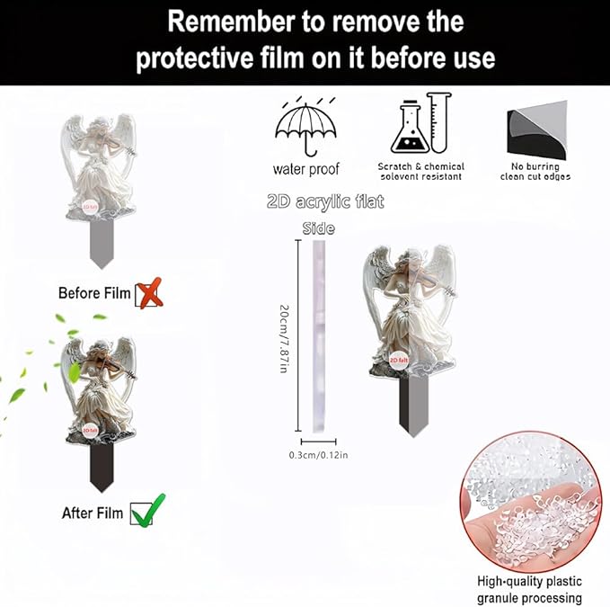 Garden Decor, Acrylic 2D Stake, Pot Plants Garden Yard Lawn Outdoor Fairy Statue Ornaments, Fairy Garden Accessories Decoration (Style B)