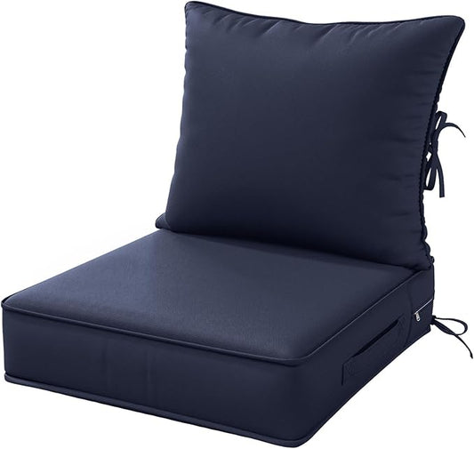 Outdoor Patio Chair Cushions Set 22 L X 24 W X 4 H Waterproof & Fade Resistant Deep Seat and Back Cushions with Removable Covers Outdoor Seat Cushion Set for Chairs and Sofas