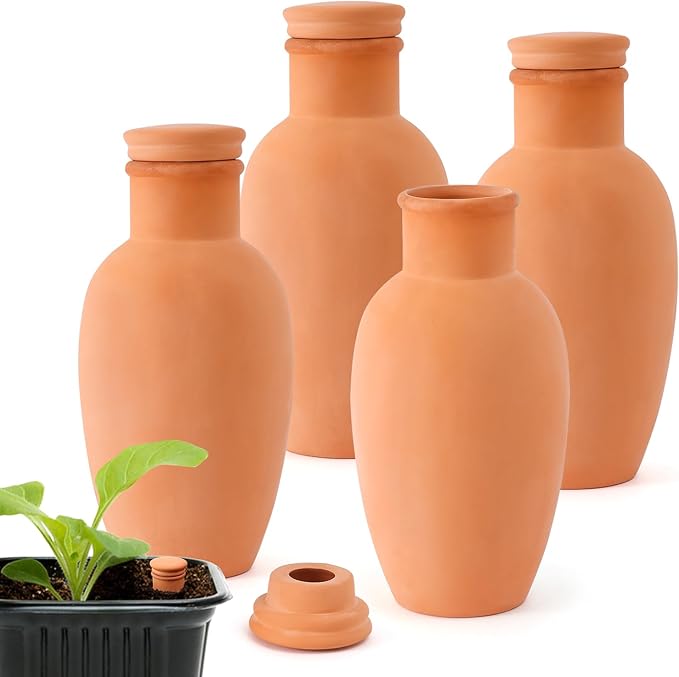 4pcs 3.1in Plant Self Watering Globes Ollas Watering Pots Drip Irrigiation Olla System Terra Cotta Clay Irrigation Pots Terracotta Self Watering