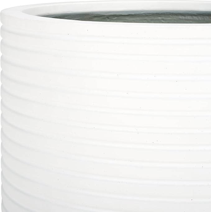 SAFAVIEH Outdoor Collection Nardo White Cement Ficonstone Planter Pot Set of 2