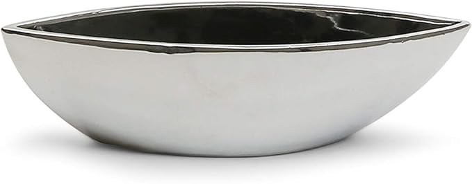WGV Ceramic Boat Vase, Width 10"x2.56", Height 2.35", Silver Long Planter Terrarium Candle Holder for Wedding Event Office Home Decor, 1 Piece
