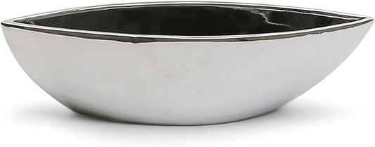 WGV Ceramic Boat Vase, Width 10"x2.56", Height 2.35", Silver Long Planter Terrarium Candle Holder for Wedding Event Office Home Decor, 1 Piece