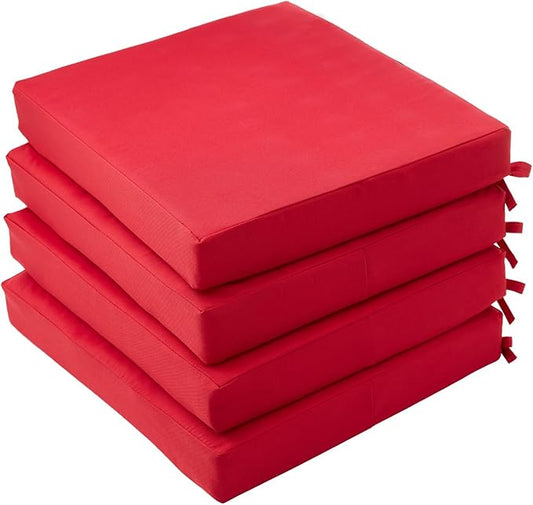 coolboss Outdoor Chair Cushions Set of 4, Outdoor Cushions for Patio Furniture, Water Resistant Chair Cushions for Outdoor Furniture Square Corner Patio Cushions with Ties, 18.5"x16"x3, Burgundy
