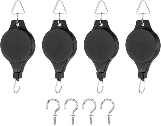 PATIKIL Plant Hanger, 8 Pcs Pulley Retractable Hanging with Ceiling Hook Indoor and Outdoor Plant Pots Holder, for Planters, Flower Basket, Wind Chimes, Bird Feeders, Black