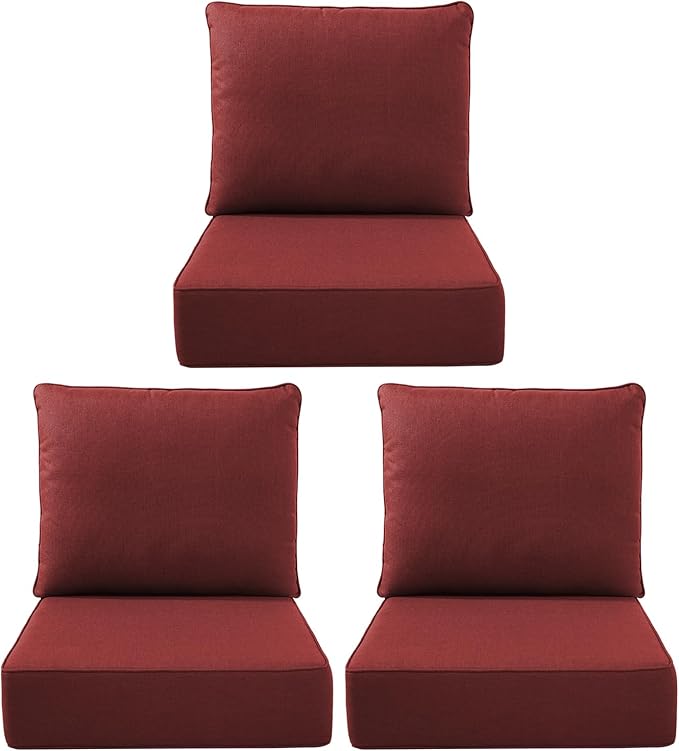 Luxury Outdoor Seat Cushion Set-22 x 24 x 6 Inch Outdoor Chair Cushions with Water Resistant & Removable Cover Outdoor Cushions for Patio Furniture Chair Sofa Couch