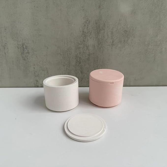 Storage Boxes with Lids - Creative Silicone Candle Vessels Pot Molds, Concrete Round Stripe Bottle Making Moulds for Storage and Candle Holder (G)