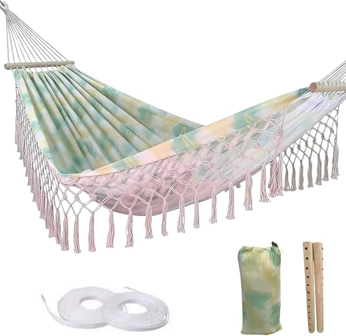 Beautiful Boho Style Hammock,Bohemian Outdoor Portable Person Hammock,for Suitable for Patio, Beach, Garden,Wedding Decor Khaki 79 * 59