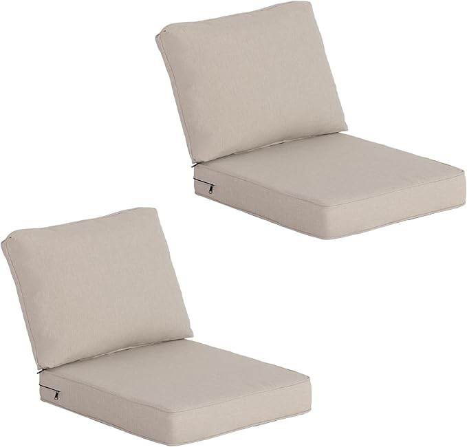 24"x27.5" Outdoor Deep Seat Patio Cushions Set of 2, Deep Seat Bottom Resilient Foam Filling Water-Resistant Stain-Resistant UV Resistant Weather Resistant with YKK Zippers, Putty