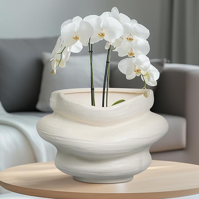 Ceramic Plant Pots Bonsai 10.6 Inch - Flower Pots for Indoor Plants, Large Plant Pots with Drainage Hole, Decorative Planter Outdoor Flower Pot for Office, Gift for Men Women, White