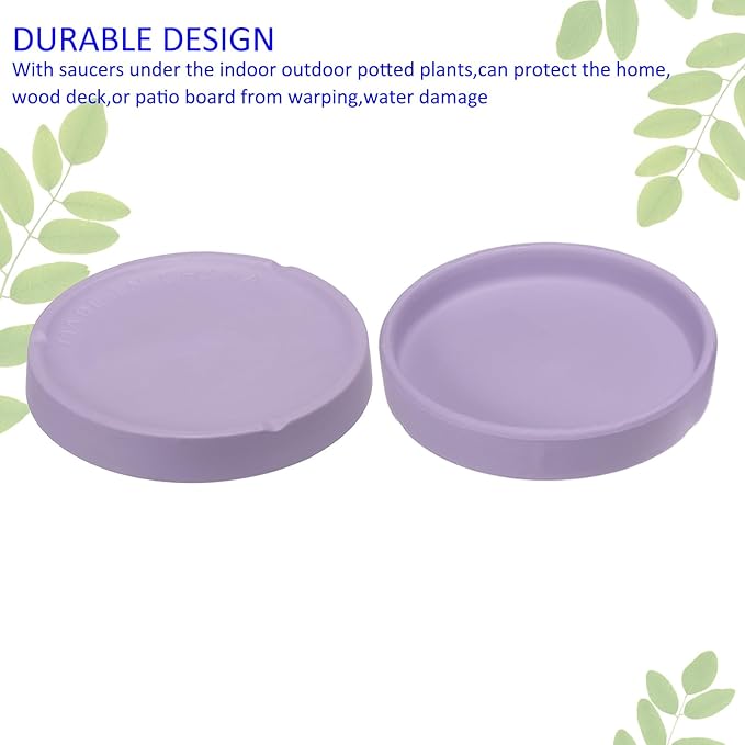 3 Pack Planter Saucers - Ceramic Plant Tray Flower Pot Drip Trays Round Apply to Outdoor/Garden (4/5/6inch, Purple)