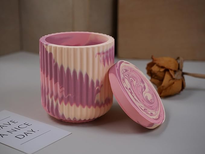 Cup Shape Candle Jar Silicone Mold with Lid, Handmade Storage Bowl Resin Mould, Flower Pot Vase Concrete, DIY Plaster Cast Cement Rings Jewelry Storage Box Mold (High Vertical)