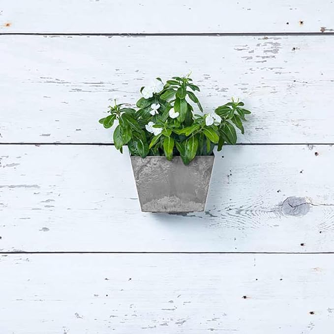 Root & Vessel Self Watering Wall Planters for Indoor or Outdoor Plants, Unique Marbled Wall Pot, Made of Eco-Friendly Blend of Stone and Plastic, Gray, 8.5"