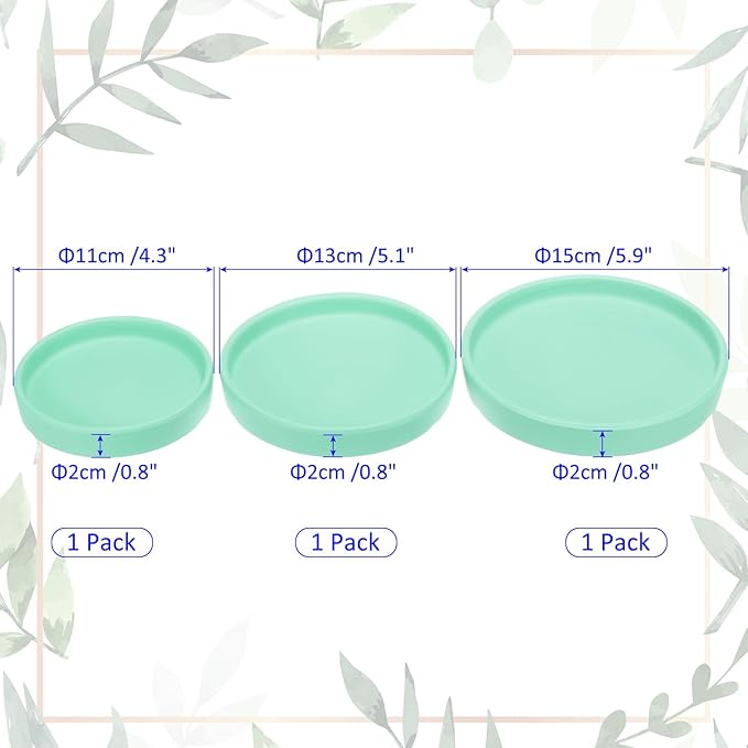 3 Pack Planter Saucers - Ceramic Plant Tray Flower Pot Drip Trays Round Apply to Outdoor/Garden (4/5/6inch, Turquoise)