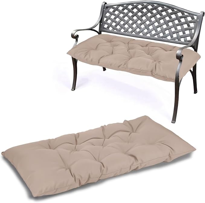 59 inch Indoor/Outdoor Bench Cushion, Swing Cushion,2/3 seat Thick Outdoor Garden Bench Seat Cushion Backrest Waterproof Bench Pad (59 X 19.6 in Kihaki)