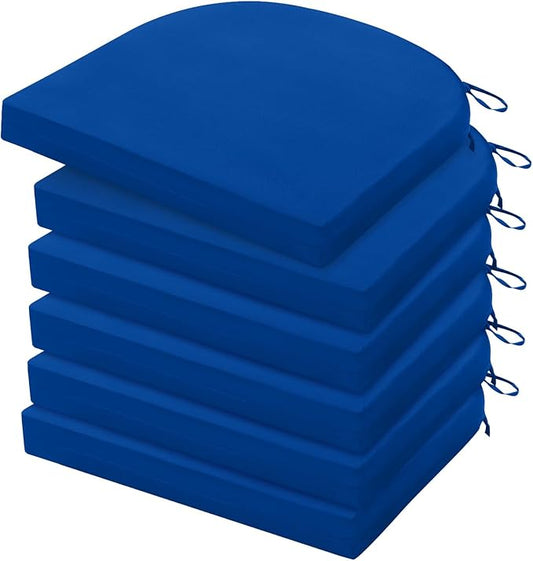 HARBOREST Outdoor Chair Cushions Set of 6, Water Resistant Patio Chair Cushions with Ties, Outdoor Seat Cushions for Patio Furniture, 17"x16"x2", Royal Blue