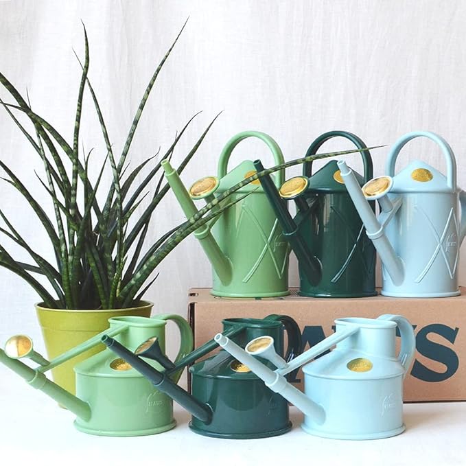 Indoor Plastic Watering Can | The HAWS The Bartley Burbler - Two Pint | Pot Waterer | Fine Spray Rose - Green