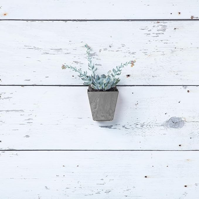 Root & Vessel Self Watering Wall Planters for Indoor or Outdoor Plants, Unique Marbled Wall Pot, Made of Eco-Friendly Blend of Stone and Plastic, Gray, 5.5"