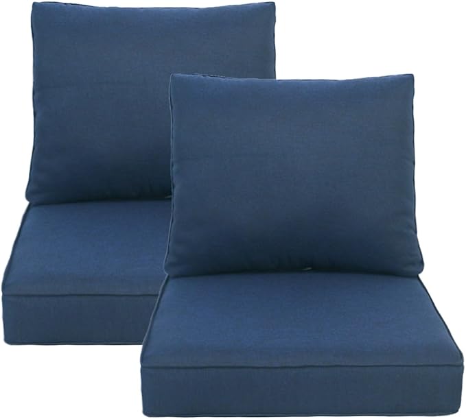 24"x27.5" Outdoor Deep Seat Patio Cushions Set of 2, Deep Seat Bottom Resilient Foam Filling Water-Resistant Stain-Resistant UV Resistant Weather Resistant with YKK Zippers, Midnight