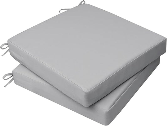AAAAAcessories Outdoor Seat Cushions for Chairs, Waterproof, Fade-Resistant, 18" x 18" x 2", Patio Furniture Replacement Cushions, Set of 2, Gray