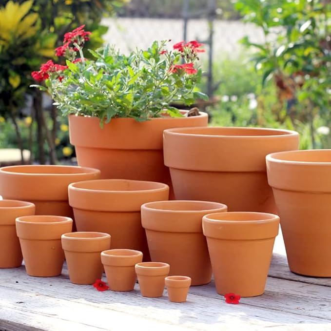 OLEEP Clay Pots - 10 Pack (5.5 inch) Large Terra Cotta Plant Pot with Drainage Hole,Garden Pots, Clay Planters Pot, Terracotta Pot for Indoor Outdoor Plant