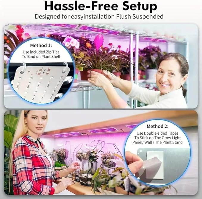 Under Cabinet Grow Light, 616 LEDs Plant Grow Lights for Shelf, with 3/9/12H Timer, 43W Full Spectrum Led Grow Light, 10 Dimmable Levels, for Seedling, Veg, Succulents -4PCS